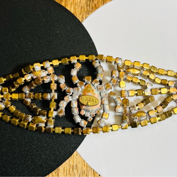 SOLD! Vintage 1930s Czech Uranium Glass Bijoux M.G. Spider Bracelet - Picture 10 of 12